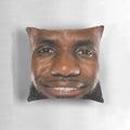 Vintage-style minimal graphic design pillow featuring basketball icon King James Lebron