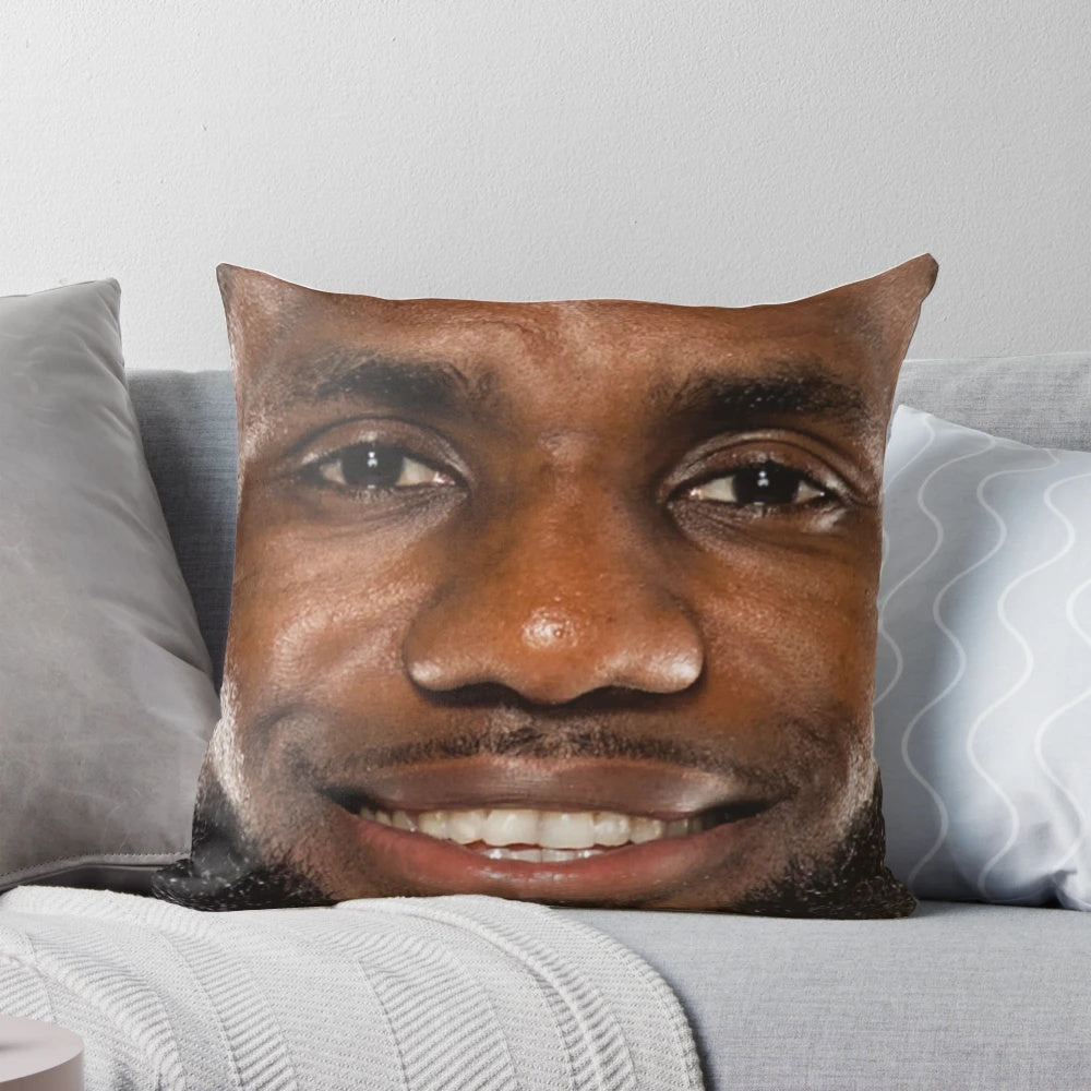 Vintage-style minimal graphic design pillow featuring basketball icon King James Lebron