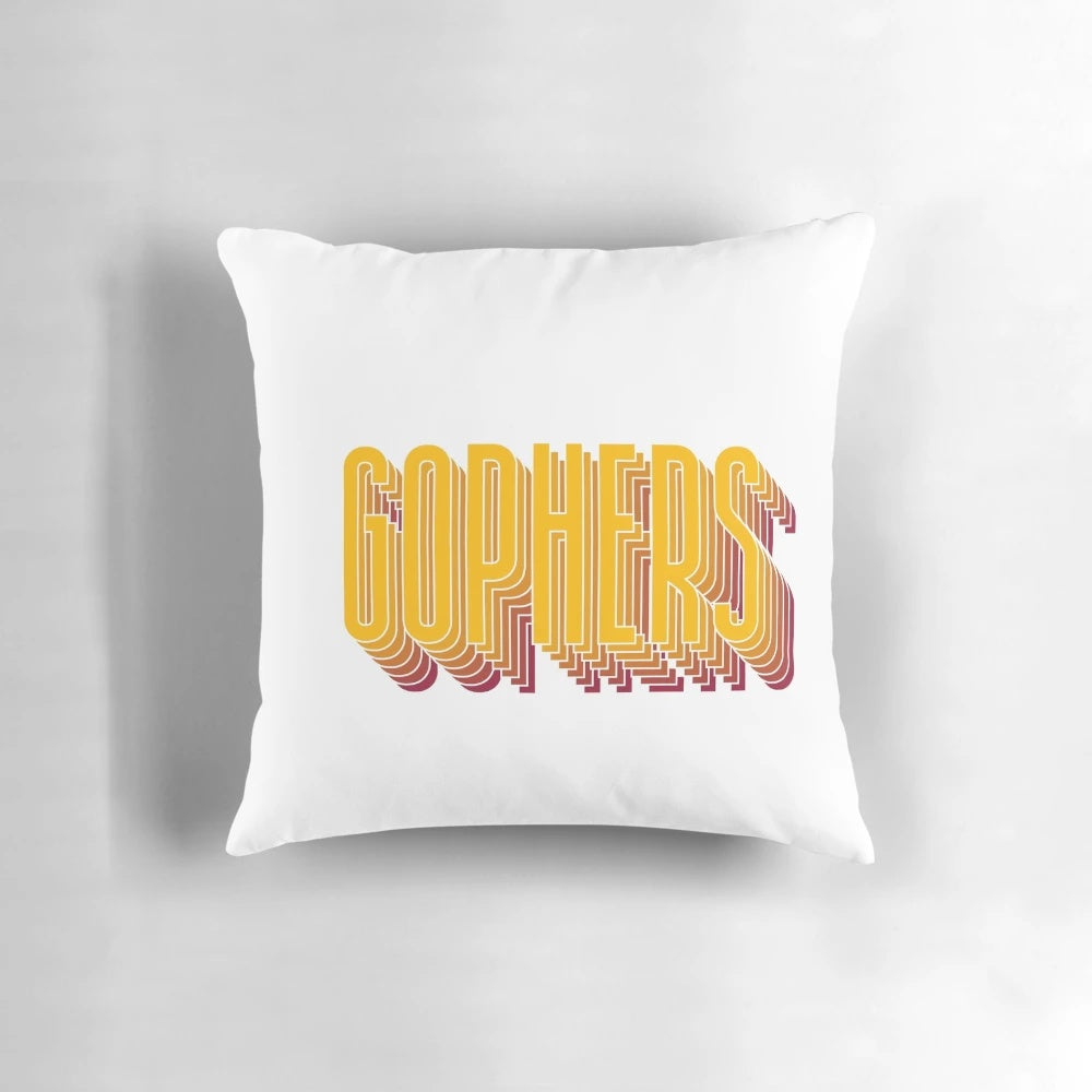 Vintage-inspired Minnesota Gophers fading art design on a decorative throw pillow