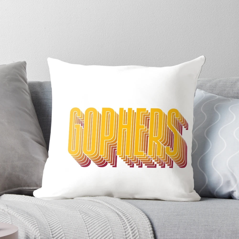 Vintage-inspired Minnesota Gophers fading art design on a decorative throw pillow