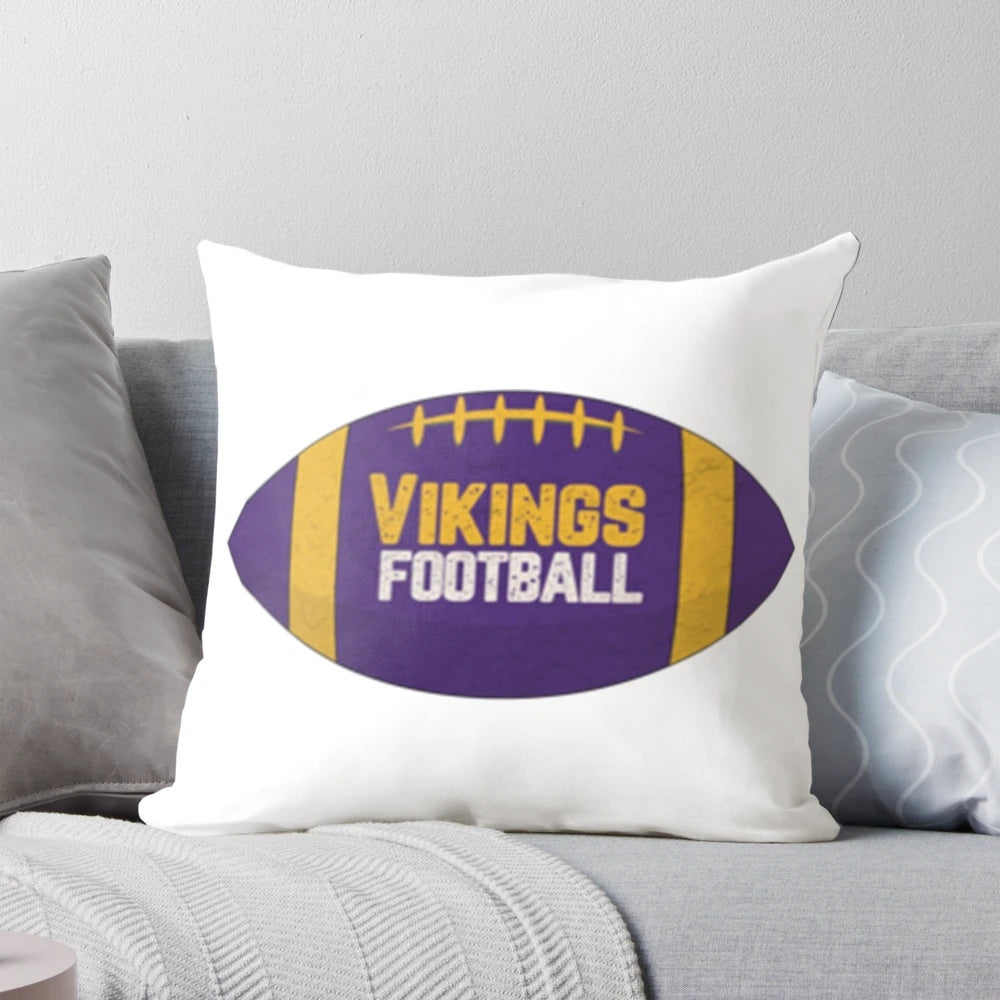 Vintage-style Minnesota Vikings football themed throw pillow with team logo and player names