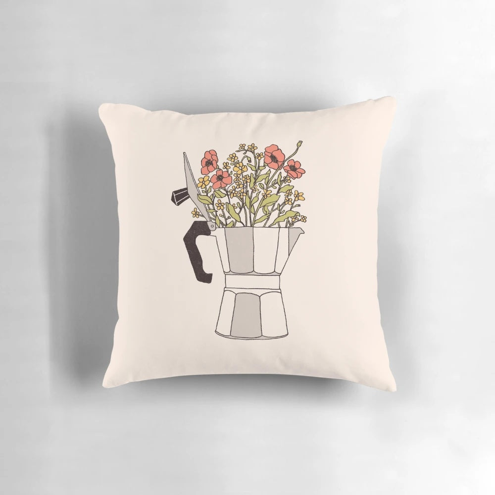 Moka Flowers Vintage Inspired Decorative Throw Pillow