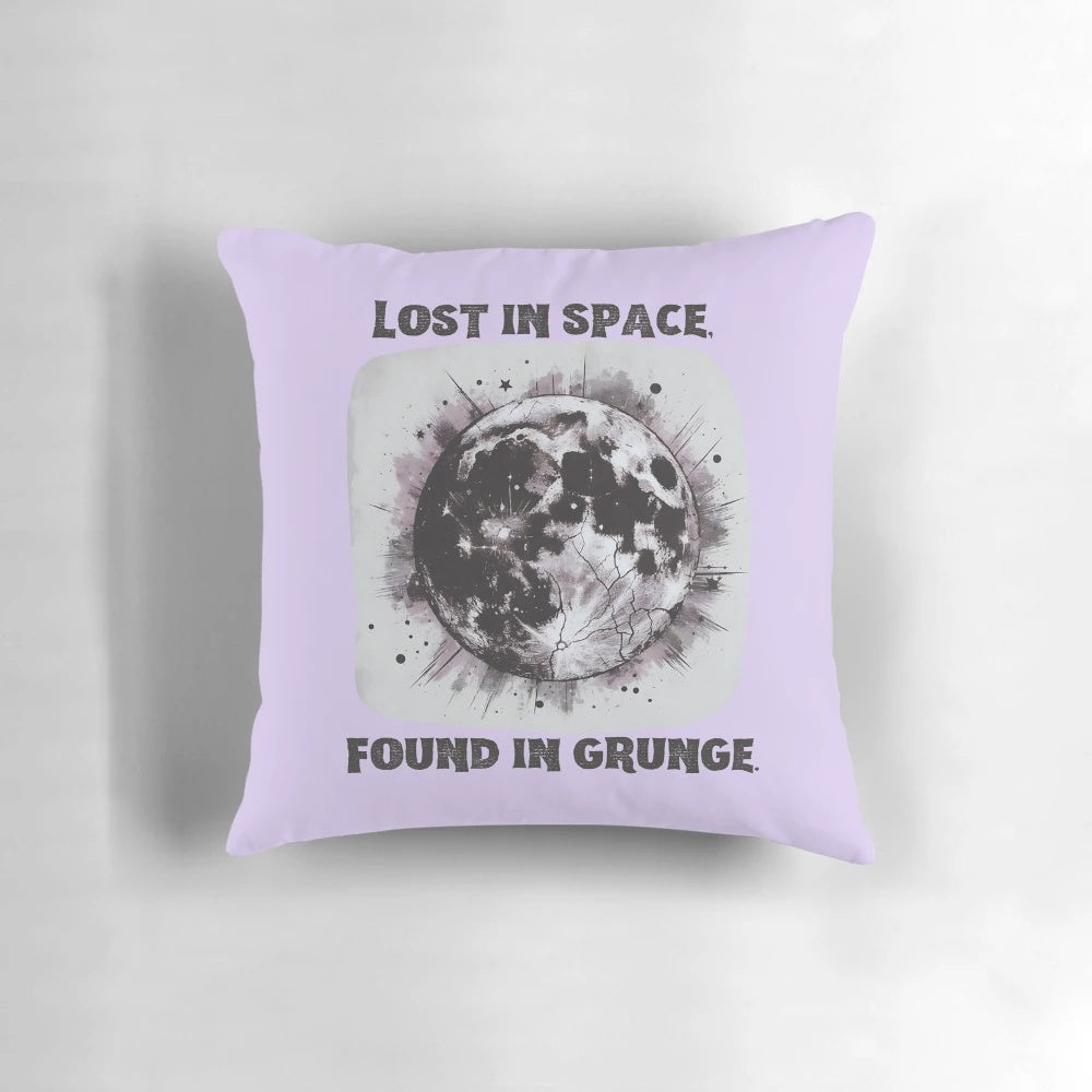 Cracked moon and grunge stars pillow with a vintage, celestial aesthetic
