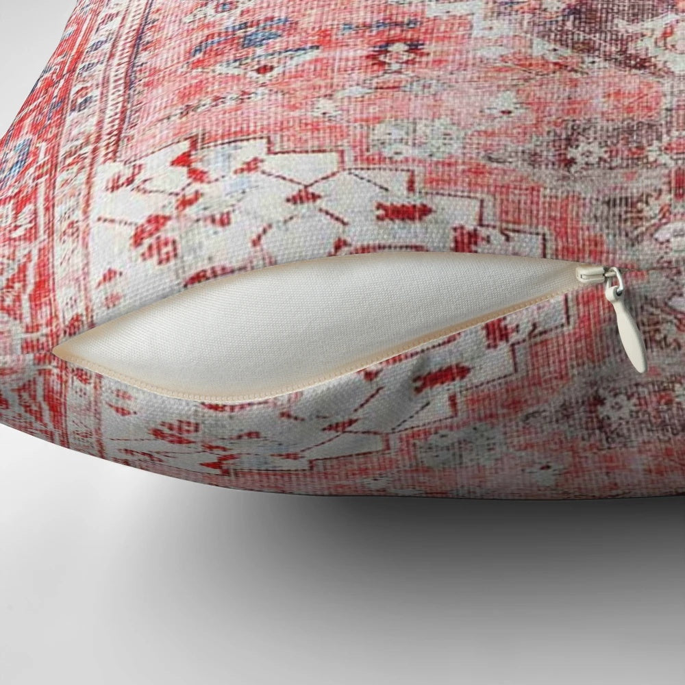 Vintage Moroccan Bohemian style throw pillow with traditional oriental fabric design