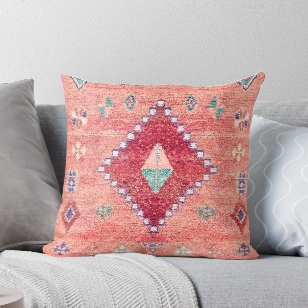 Vintage Moroccan-inspired heritage design pillow with abstract pattern