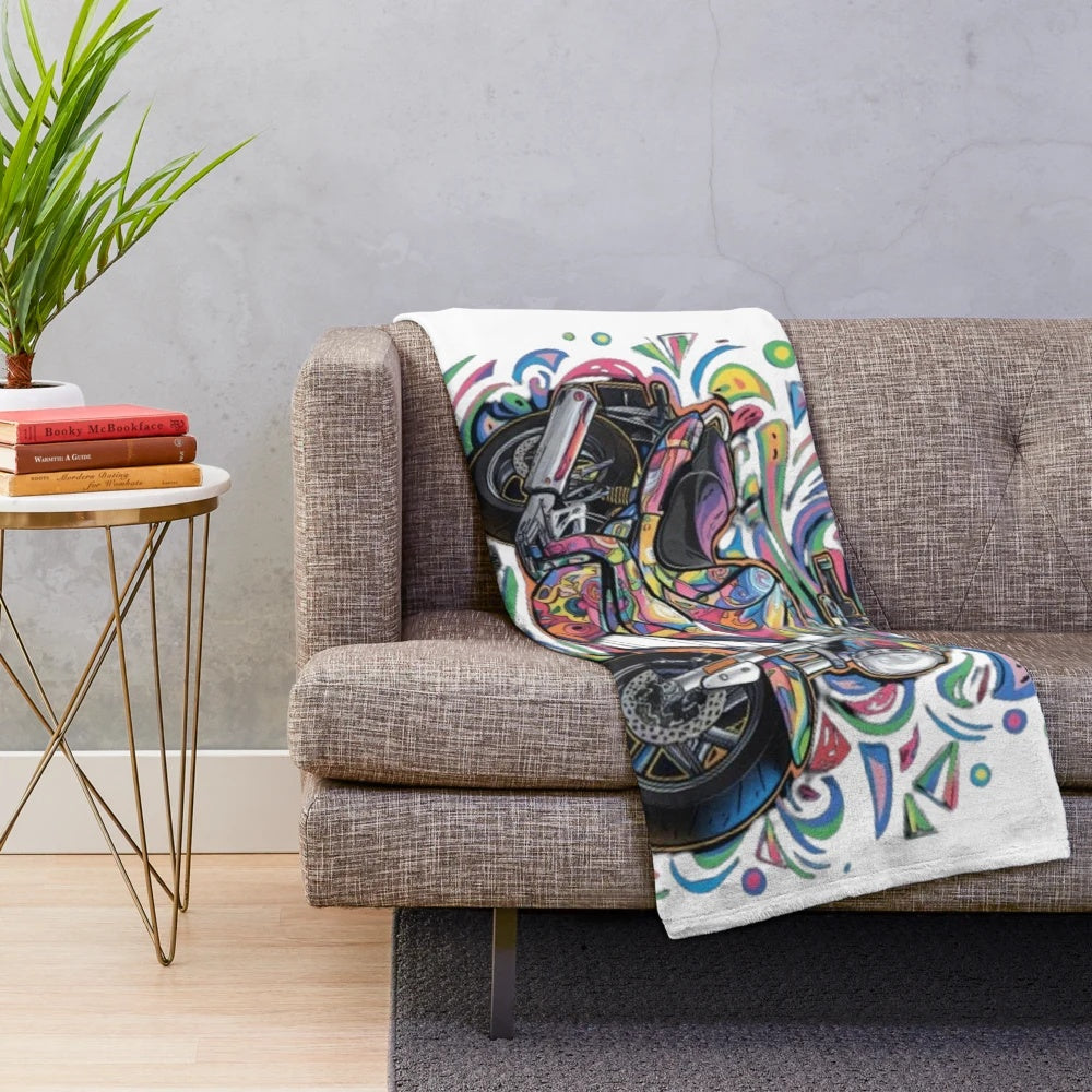 Vintage motorcycle plush blanket
