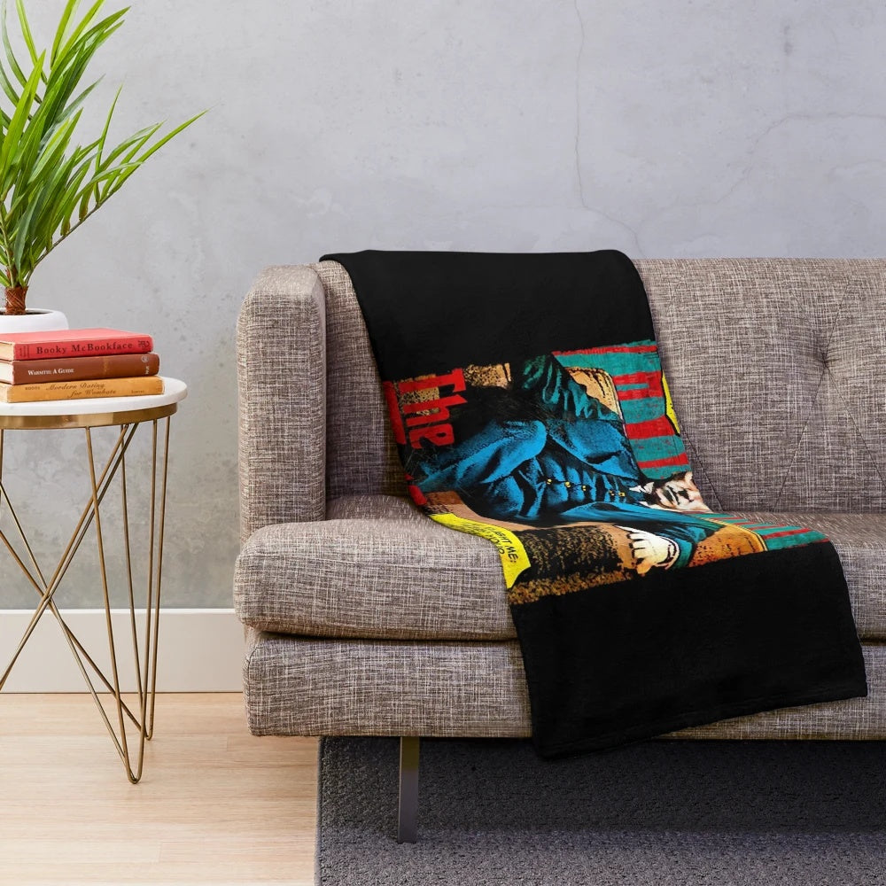 Vintage movie blanket with classic gangster film inspired design
