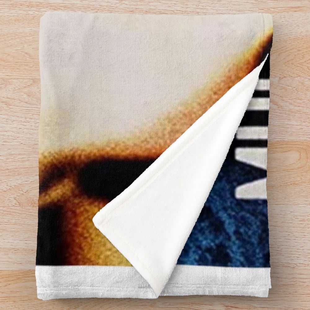 Vintage cinema-inspired plush blanket with movie poster design