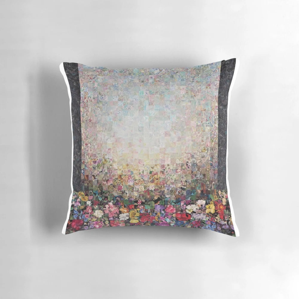 Vintage-inspired floral quilted pillow featuring a beautiful flower design, perfect for Nana's home.
