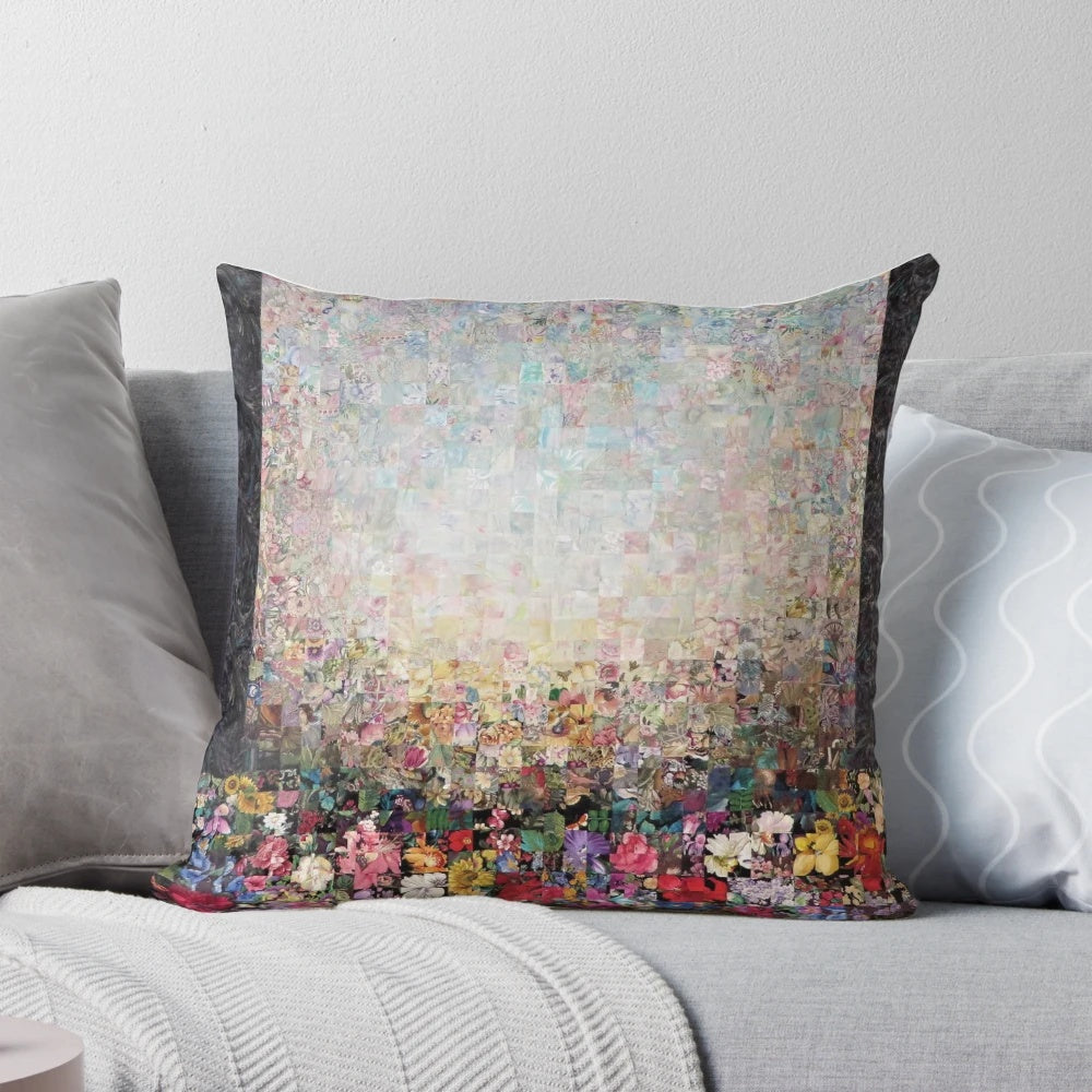 Vintage-inspired floral quilted pillow featuring a beautiful flower design, perfect for Nana's home.