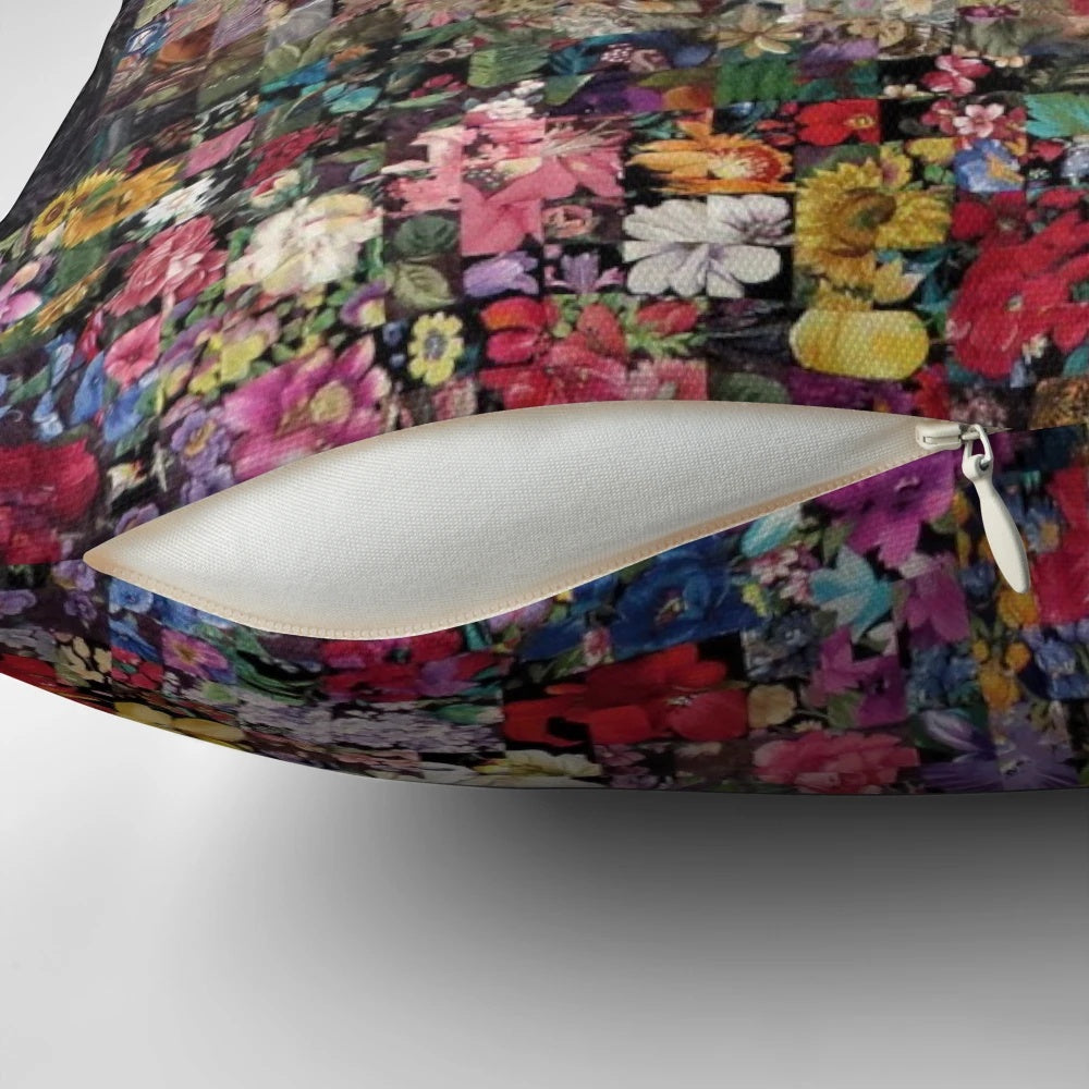 Vintage-inspired floral quilted pillow featuring a beautiful flower design, perfect for Nana's home.