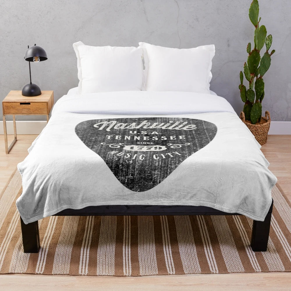 Vintage Nashville Music City USA Plush Blanket