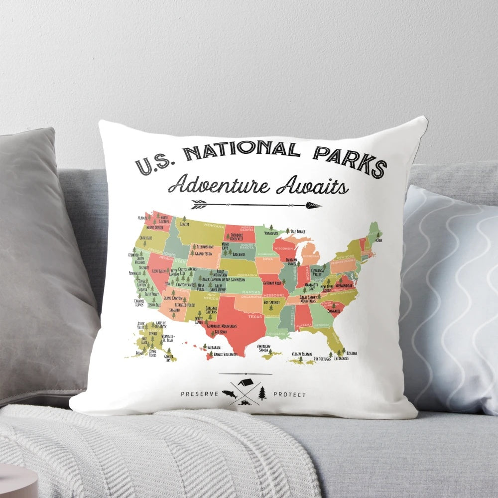 Vintage-inspired t-shirt featuring a map of all 63 United States national parks