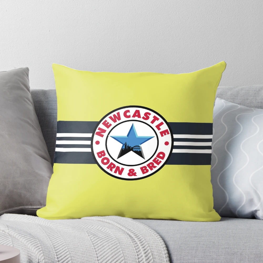 Vintage Newcastle away jersey 1996-1997 printed on a comfortable pillow for Toon Army fans
