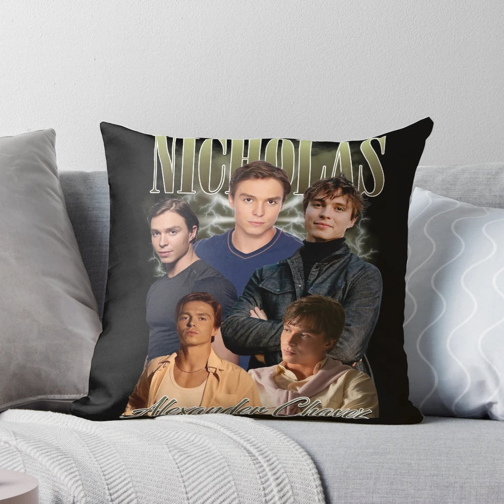Vintage-inspired pillow featuring the iconic Nicholas Alexander Chavez design
