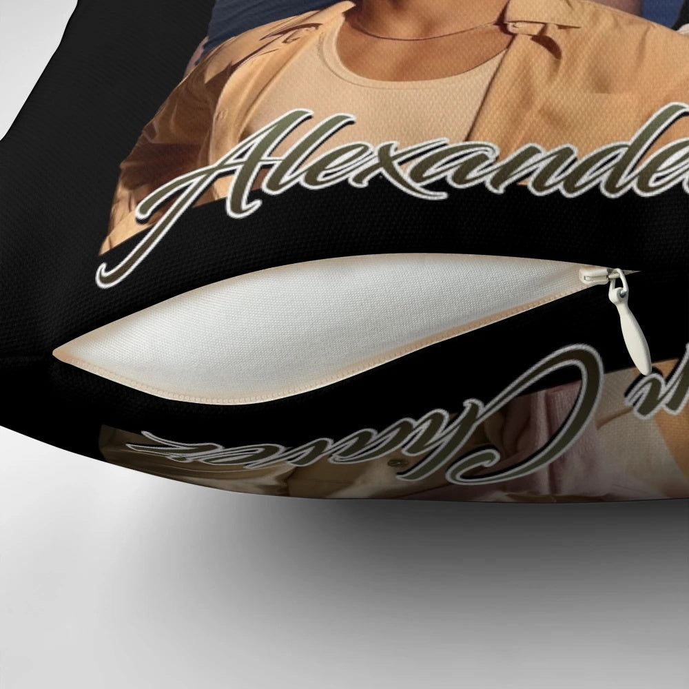 Vintage-inspired pillow featuring the iconic Nicholas Alexander Chavez design