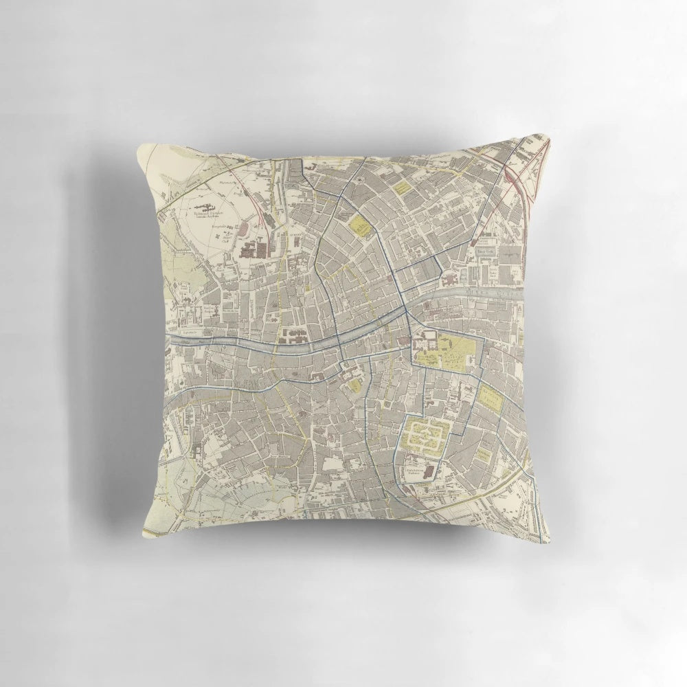Vintage Old Dublin Ireland Map (1883) - Historical Irish Capital City Atlas Pillow