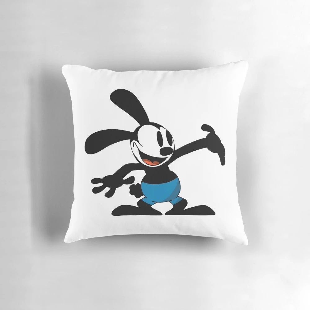 Plush Oswald the Lucky Rabbit cartoon character pillow, perfect for vintage cartoon enthusiasts.