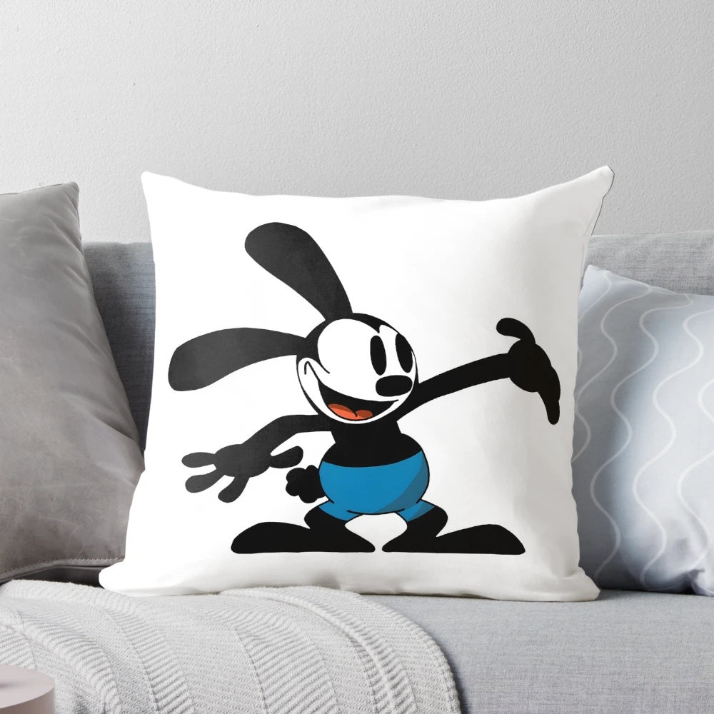 Plush Oswald the Lucky Rabbit cartoon character pillow, perfect for vintage cartoon enthusiasts.