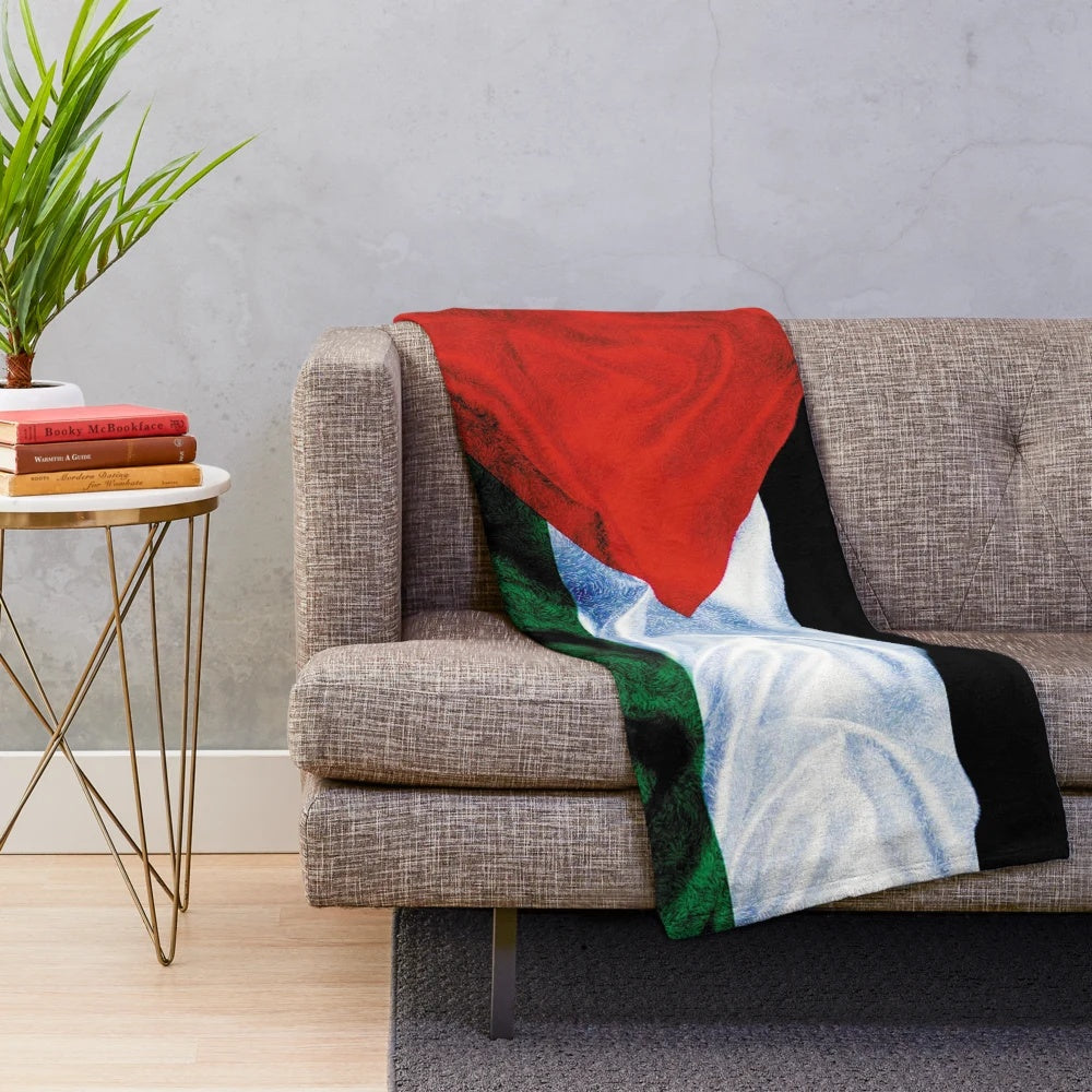 Vintage Palestinian flag printed on a soft, cozy plush blanket