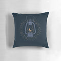 Vintage paper crane design on a navy blue pillow with a starry night sky