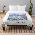 Vintage Paris Travel Poster Plush Blanket featuring Raoul Dufy's "Le Printemps en France" artwork