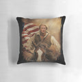 Vintage-style pillow featuring a patriotic design with the US flag and the word "freedom