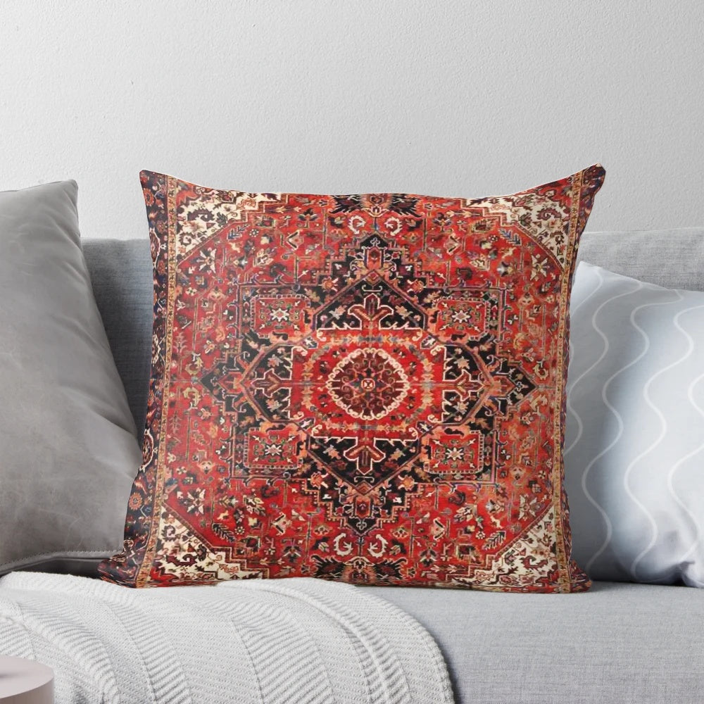 Heriz Antique Vintage Boho Persian Carpet Print Pillow