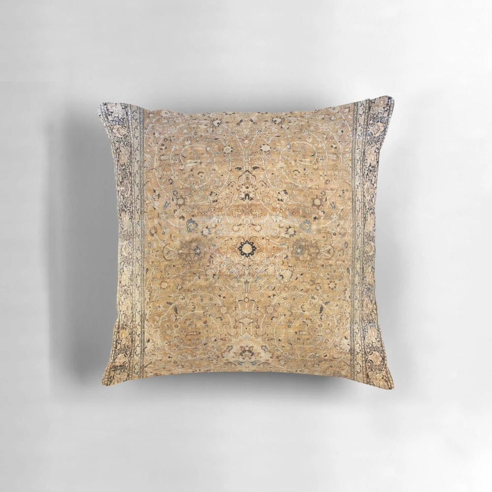 Antique-style Persian Khorassan rug print decorative pillow