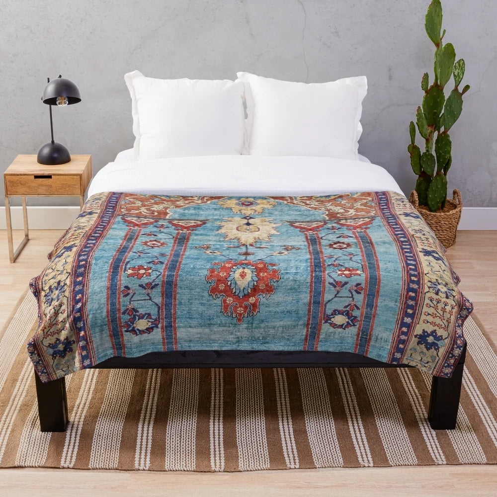 Antique Persian Rug Print Plush Blanket