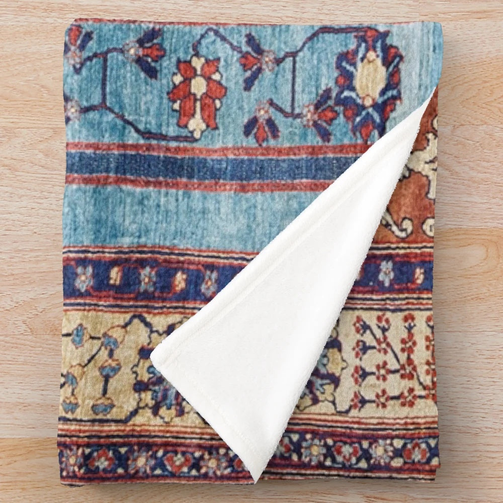 Antique Persian Rug Print Plush Blanket