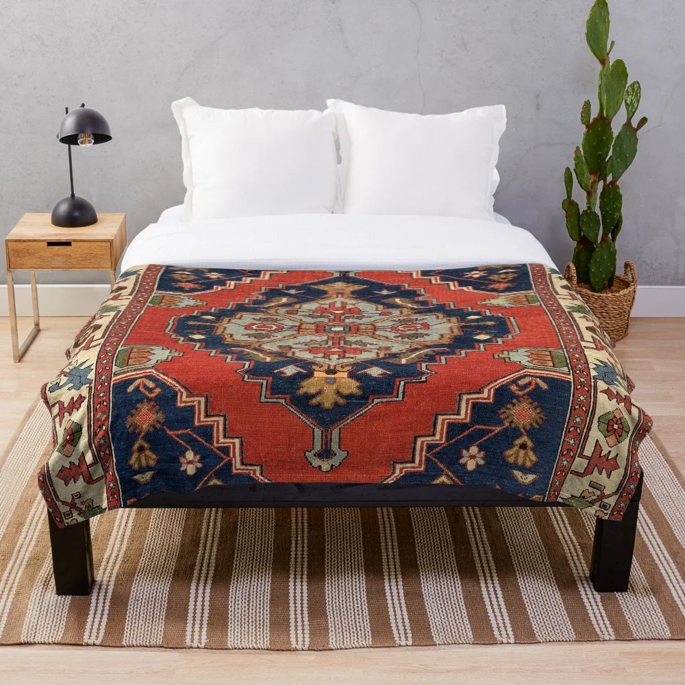 Antique Persian Bakshaish Oriental Carpet Print Plush Blanket
