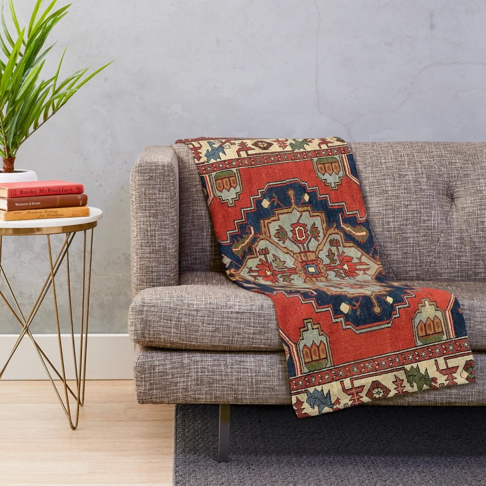 Antique Persian Bakshaish Oriental Carpet Print Plush Blanket