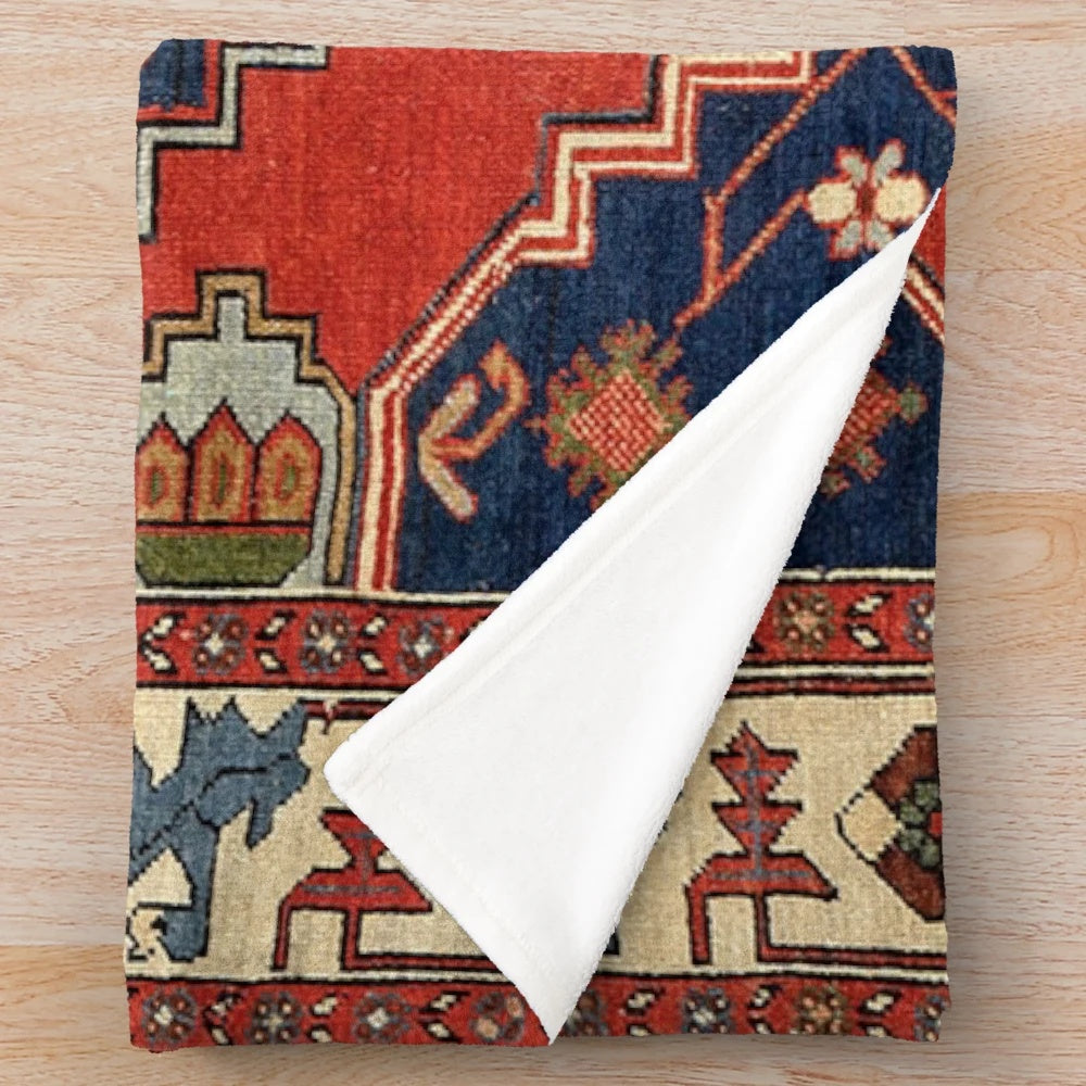 Antique Persian Bakshaish Oriental Carpet Print Plush Blanket