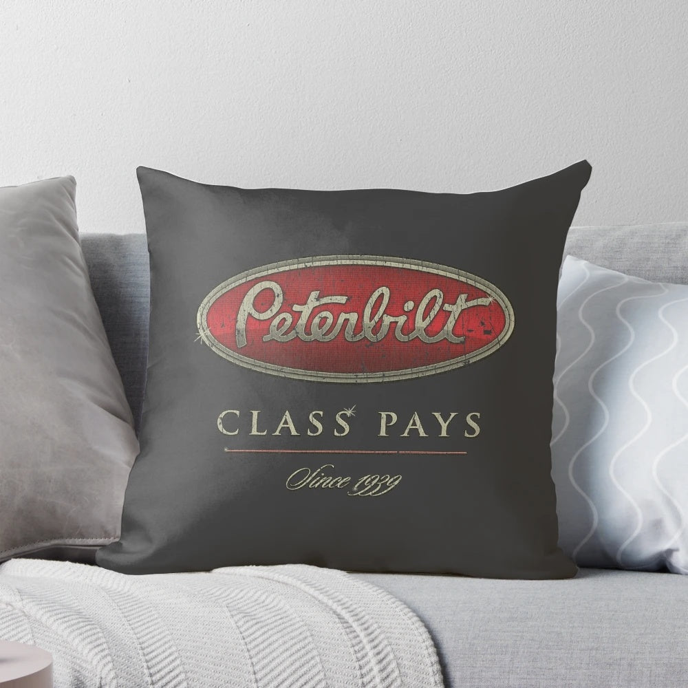 Vintage Peterbilt Class 8 Trucker Pillow - Retro 1939 Design