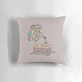 Vintage-inspired floral pattern pillow with a phonograph motif, perfect for music enthusiasts and home decor.