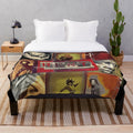 Vintage plush blanket featuring the logo and artwork of a 1996 musical theatre production