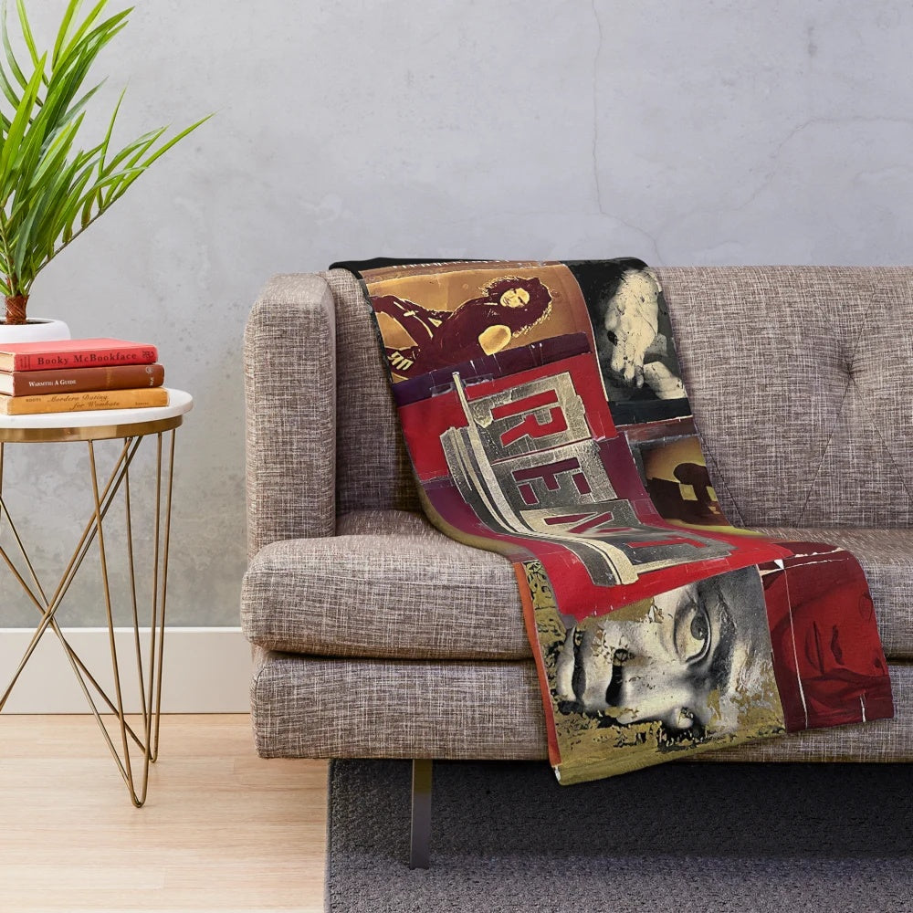 Vintage plush blanket featuring the logo and artwork of a 1996 musical theatre production