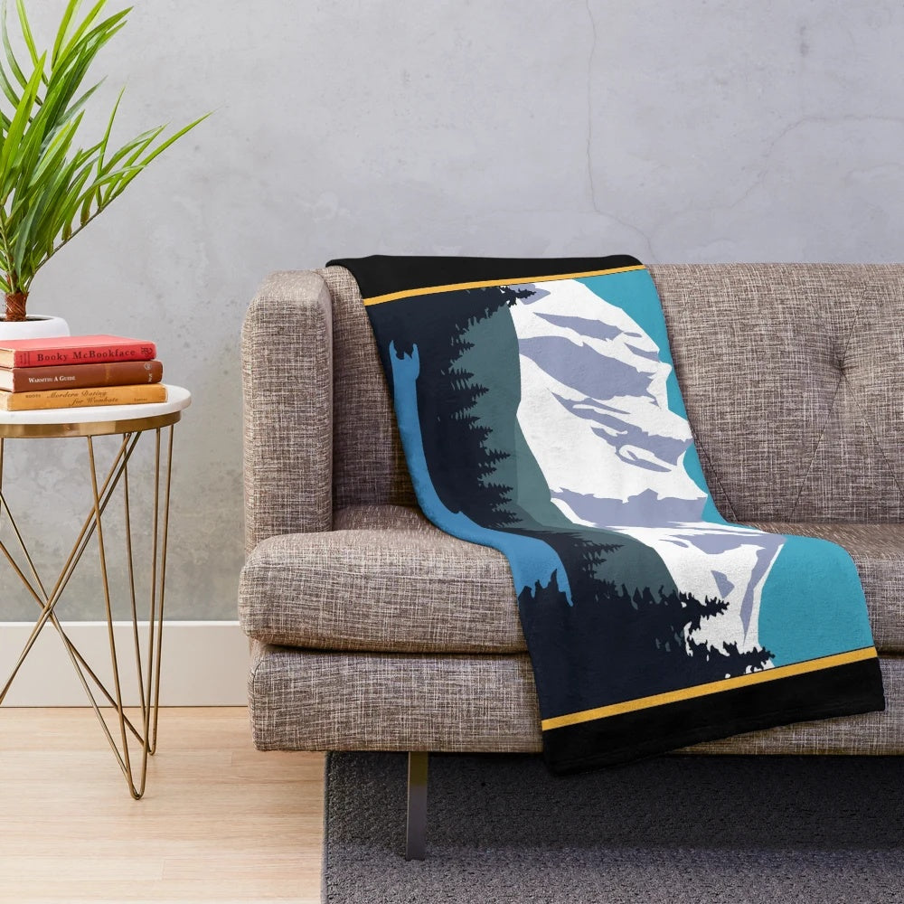 Vintage retro plush blanket featuring Grand Teton National Park scenery