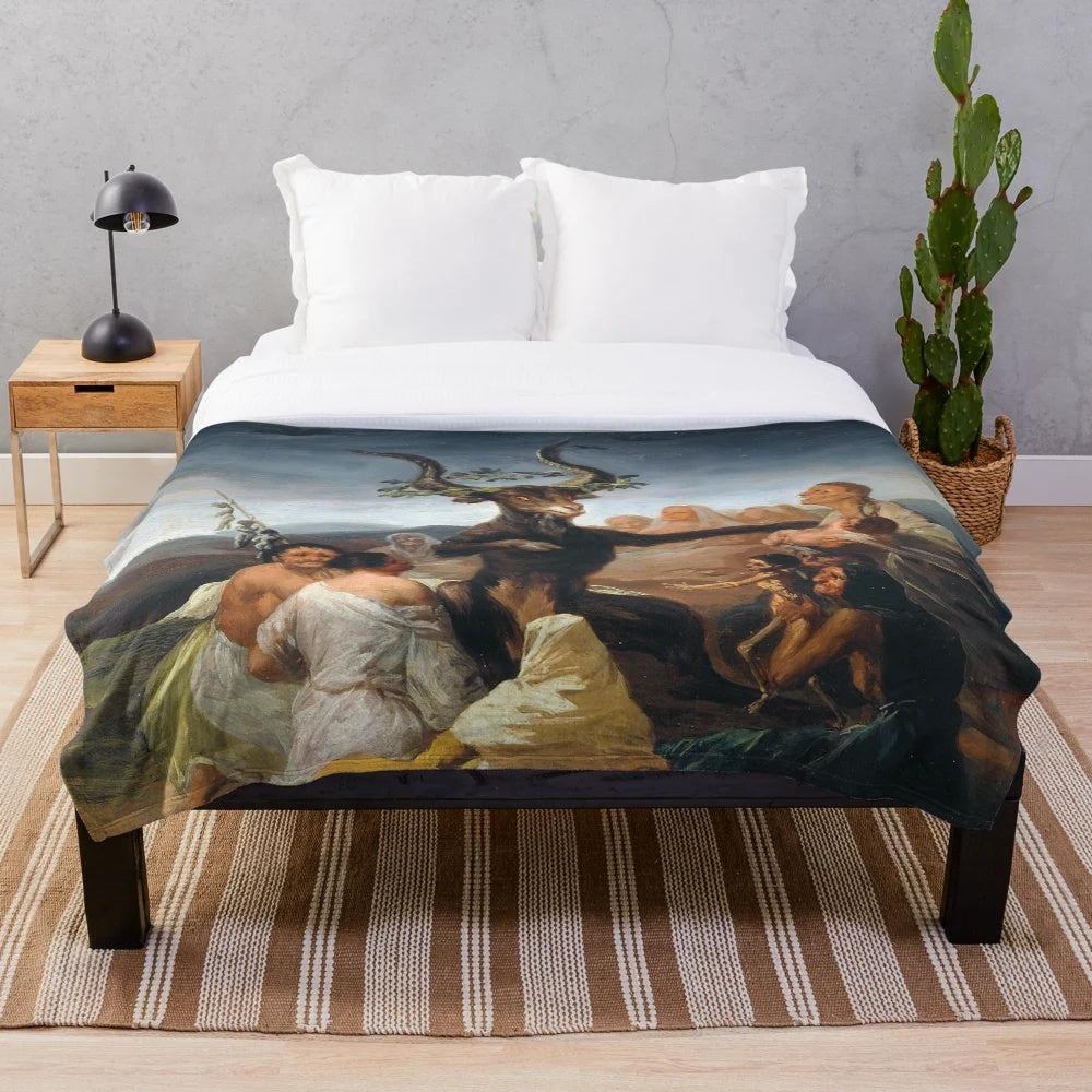 Plush blanket with the Witches' Sabbath painting by Francisco Goya