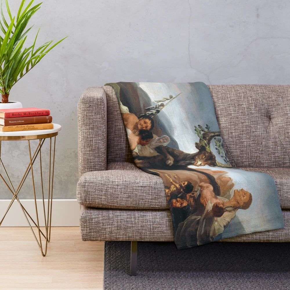 Plush blanket with the Witches' Sabbath painting by Francisco Goya