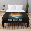 Vintage style plush blanket featuring sailplane glider aircraft