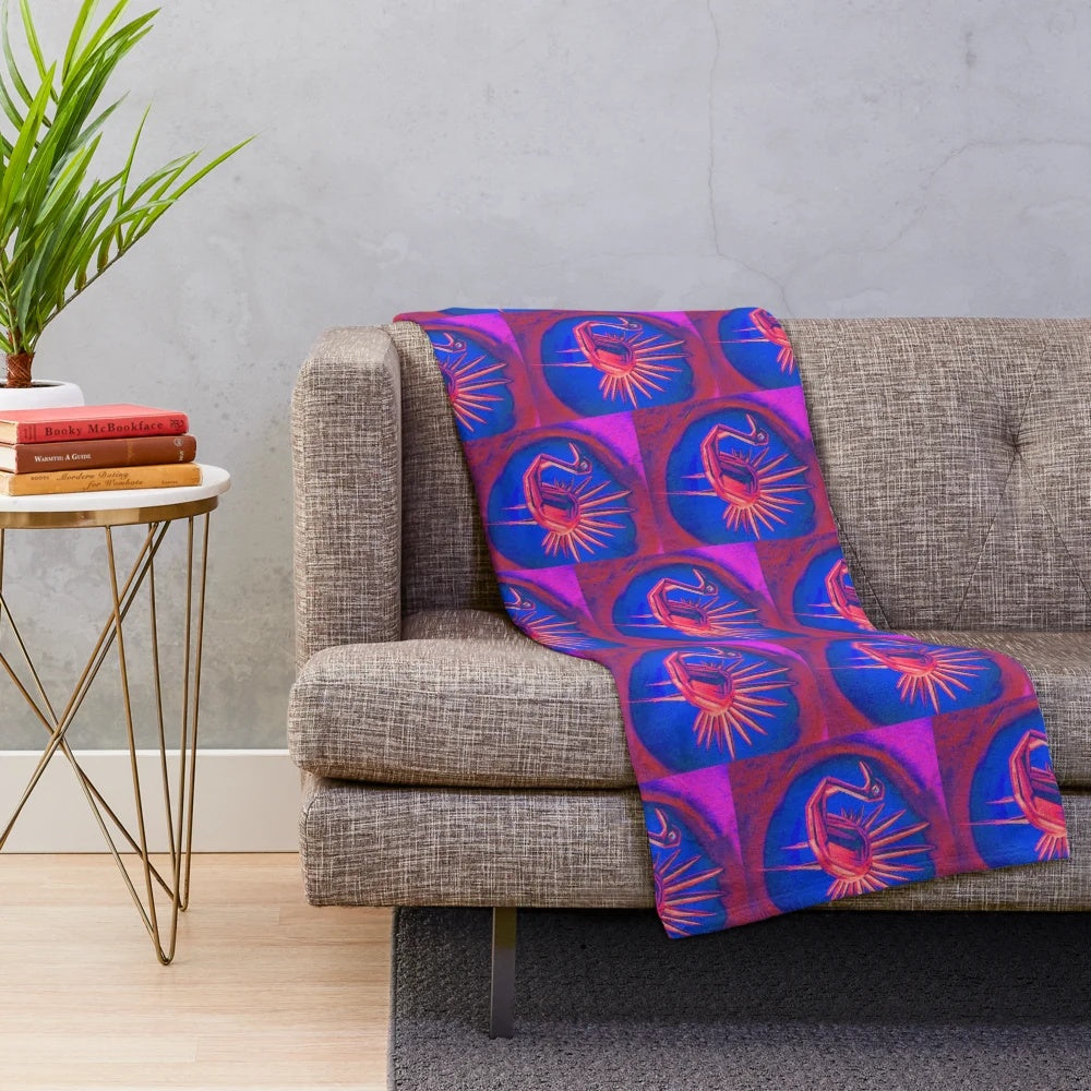Vintage plush blanket featuring horror movie imagery