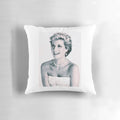 Vintage-inspired pillow featuring a portrait of Princess Diana, the iconic British royal