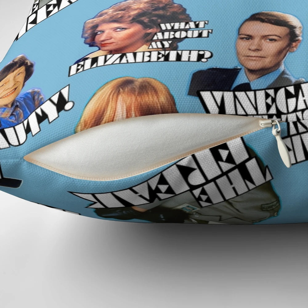 Vintage-style Prisoner Cell Block H character art printed on a plush pillow.