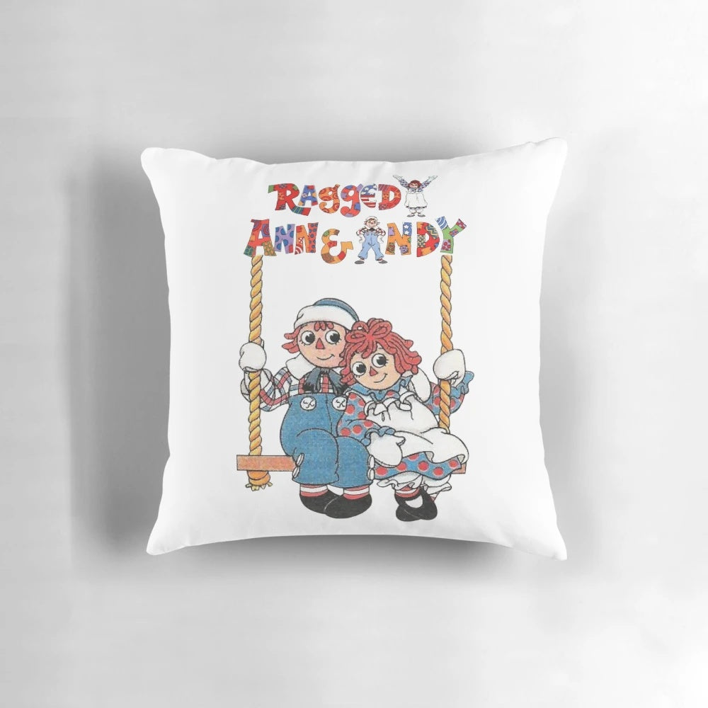 Vintage Raggedy Ann and Andy Pillow featuring the iconic American rag doll characters
