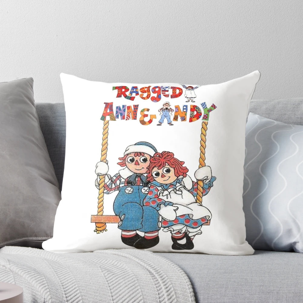 Vintage Raggedy Ann and Andy Pillow featuring the iconic American rag doll characters