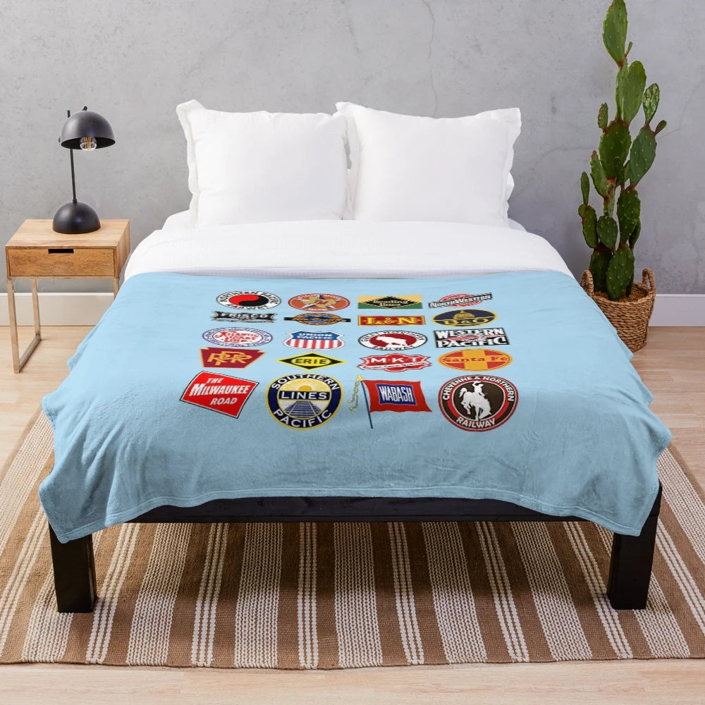 Vintage Railroad Logos Plush Blanket