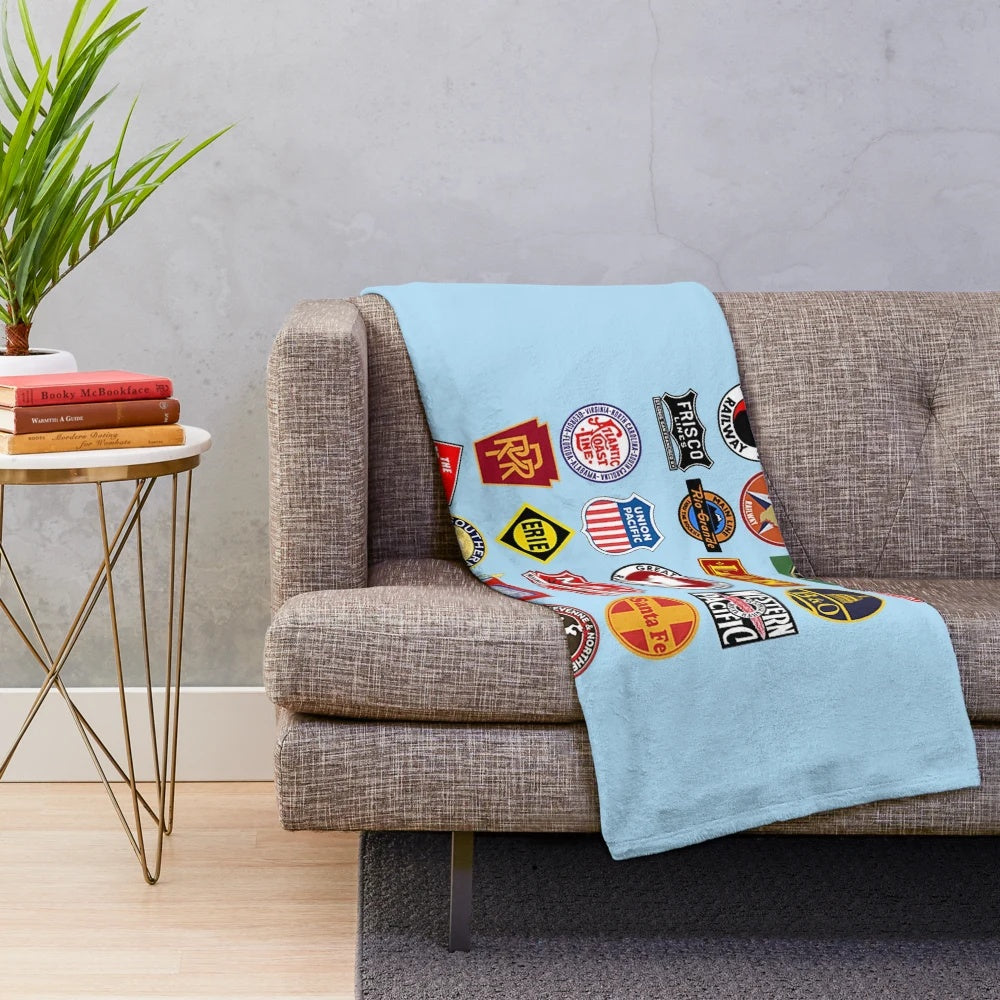 Vintage Railroad Logos Plush Blanket