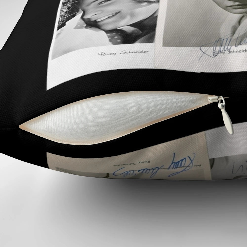 Vintage Romy Schneider pillow featuring the iconic German actress known for her role as Empress Sissi